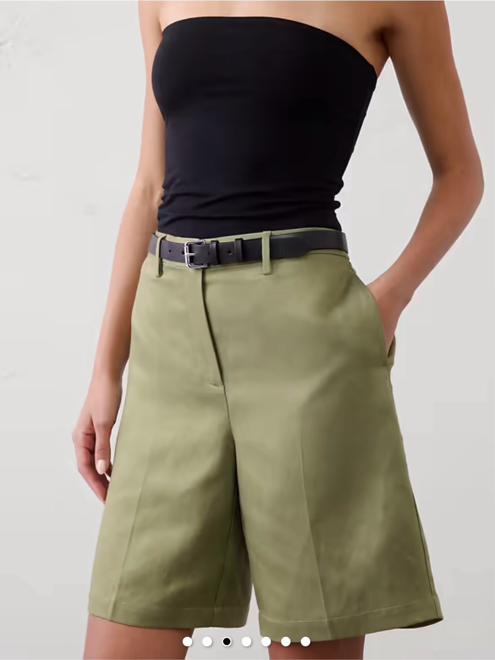 Banana Republic Olive Green High-Waist Tailored Shorts